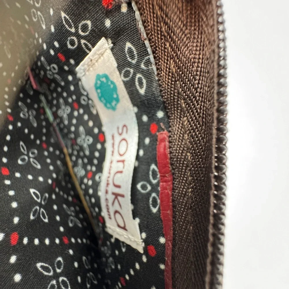 Soruka Recycled Leather Wallet Multicolor Patchwork Slim Card Holder Snap Zip